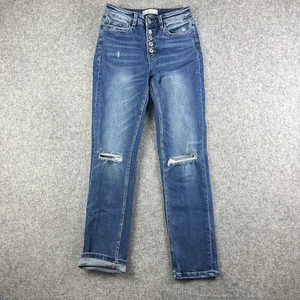 Vervet Blue Distressed Jeans Damen 27 Button Fly Slim Ankle Medium Wash Stretch - Bild 1 von 13