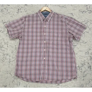 Izod Saltwater Men’s Short Sleeve Button Down Shirt Pink Plaid XXL - Picture 1 of 6