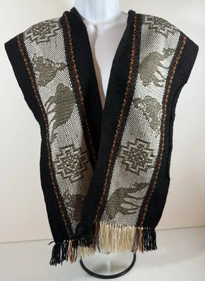Alpaca blend Unisex Scarf with llama and chakana design/Peruvian Alpaca Scarves - Image 1 of 4