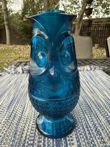 Candelabro Lámpara Hada Búho Vidrio Vikingo Azul Bluenique/Cobalto De Colección Raro - Imagen 1 de 10