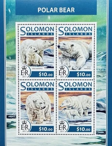 SALOMONEN EISBÄR BRIEFMARKENBOGEN POSTFRISCH 2017 EISBÄR WILDE TIERE ARKTIS - Bild 1 von 1