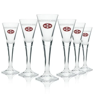 6x Malteserkreuz Aquavit Likör Glas Shot 2cl Schnaps Kurze Stamper Stil Gläser - Bild 1 von 3