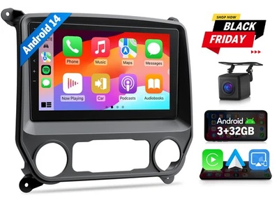 In Dash 10.1" Car Stereo Android 14 Radio Apple CarPlay For GMC Sierra 2014-2018 - Image 1 of 4