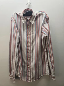 Polo Ralph Lauren Button Up Shirt Men Small White Striped Long Sleeve Custom Fit - Picture 1 of 9
