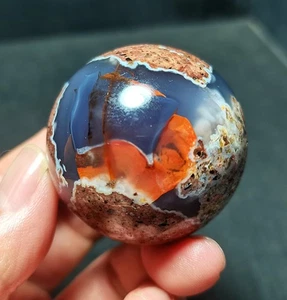 RARE 126.3g Natural Polished Colorful Agate Crystal Sphere Ball Healing R1665 - Picture 1 of 12