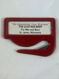 The Clothes Shop St James MN Vintage Letter Opener Slitter Red 3x2” No Magnet - Picture 1 of 5