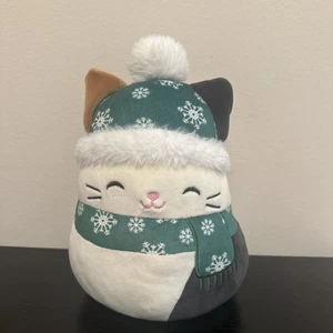 2022 Squishmallows Cam the Holiday Cat Bufanda Sombrero Verde 8" Kellytoy Peluche Juguete - Imagen 1 de 7
