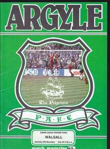 1984/85 PLYMOUTH ARGYLE V WALSALL 24-11-1984 Division 3 - Picture 1 of 1