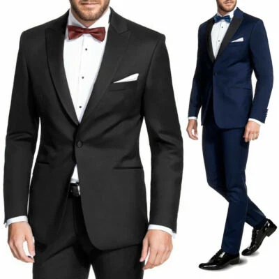 - SENZA MARCA//GENERICO - Smoking Uomo Blu Abito Nero Vestito Elegante Slim Fit Cerimonia Sartoriale VEQUE