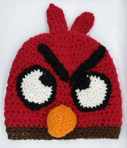 Hand Crocheted Angry Birds Beanie Cap 3D Nose Winter Hat Youth - Picture 1 of 5