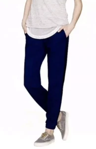 J.Crew Public School Tuxedo Stripe Joggers Pants Size 00 Navy Blue & Black - Picture 1 of 7