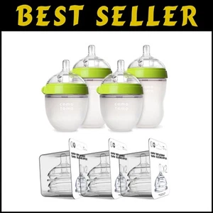 Eco-Friendly Silicone Baby Bottle Set - 7 Pieces, Colic Prevention & Easy Clean - Picture 1 of 8