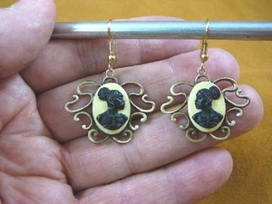 CAE1-15) SELTENE AFROAMERIKANISCHE DAMEN schwarz + elfenbein KAMEE Ohrhänger SCHMUCK - Bild 1 von 1