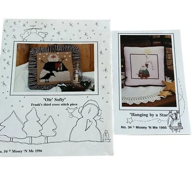 Mosey ‘N Me #54 Ole’ Softy & #34 Hanging By A Star Counted Cross Stitch ‘95 ‘96 - Image 1 of 4