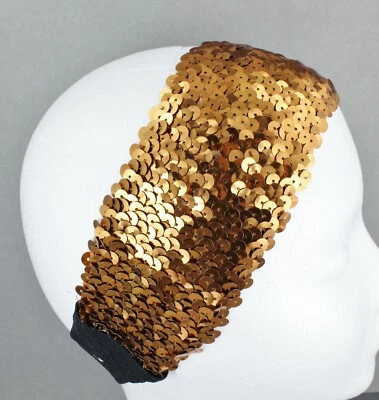 铜亮片头带 2.75 英寸超宽弹力弹力闪亮棕色 — 第 1/4 张图片