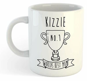 Kizzie - World Best Mum Trophy Mug - For Mothers Day Gift, Personalised, Name - Picture 1 of 1