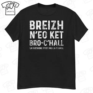 Breton Independence T-Shirt, Breizh N’eo Ket Bro-C’hall Adult Unisex Tee - Picture 1 of 14