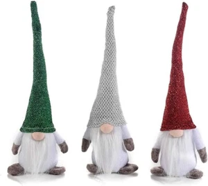 Gnomi Natalizi Set Di 3 Decorazioni Natalizie in Stoffa Babbo Natale Elfo Gnomo - Foto 1 di 2