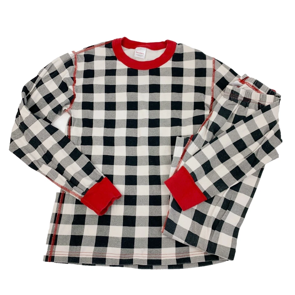 Conjunto de pijama Hanna Andersson Buffalo a cuadros negro blanco camisa para hombre pantalones pequeños XS Foto 1 de 4