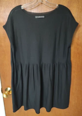 Mini vestido peruano Connection tamanho S preto sem mangas algodão pima cintura reunida - Imagem 1 de 4