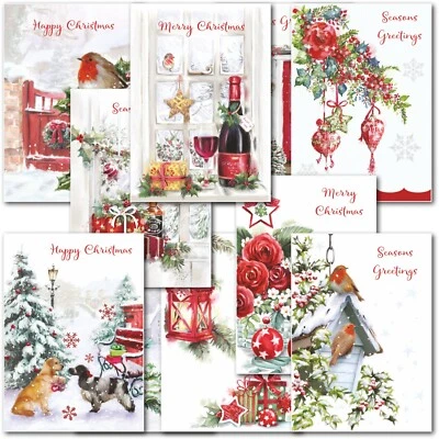 Doodlecards Pack of 10 Christmas Cards Traditional Classic Festive
