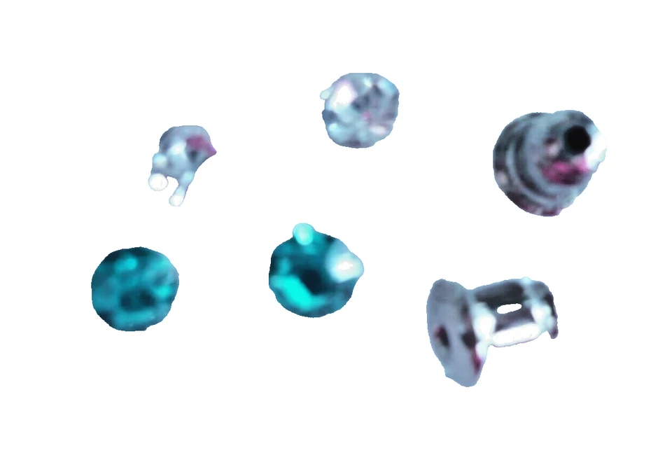 4 x = 2 Paar Mini Ohrstecker Strass Ohrringe versilbert klare + petrol Steinchen - Bild 1 von 1