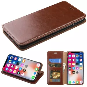 iPhone X/XS - Giacca Marrone - Custodia Telefono con Porta Carte, Protezione Schermo Omaggio - Foto 1 di 5