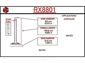 Engine Exhaust Valve-Base ITM RX8801 - Picture 1 of 1