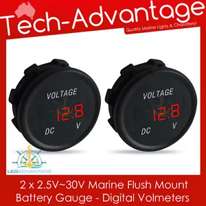 2 X 12V MARINE RECESSED COMPACT DASHBOARD BOAT BATTERY GAUGE DIGITAL VOLTMETER - Picture 1 of 6