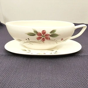 Set barca e piattino Gravy Ferrastone dipinto a mano design camelia vintage Giappone - Foto 1 di 17