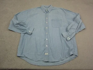 Vintage Eddie Bauer Shirt Mens Extra Large XL Blue Chambray Cotton 90s Adult - Picture 1 of 12
