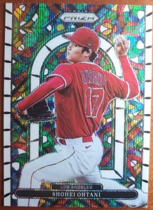 2022 Panini Prizm Shohei Ohtani Card #SG-3 Stained Glass White Wave Prizm Angels