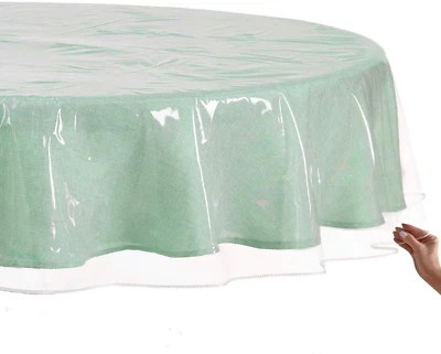 Plastic Table Cover - Clear Plastic Tablecloth Protector, 70"R- Premium Thick  - Image 1 of 4