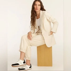 J.Crew Alfie Denim Cream Stripe Blazer Size 4 - Picture 1 of 8