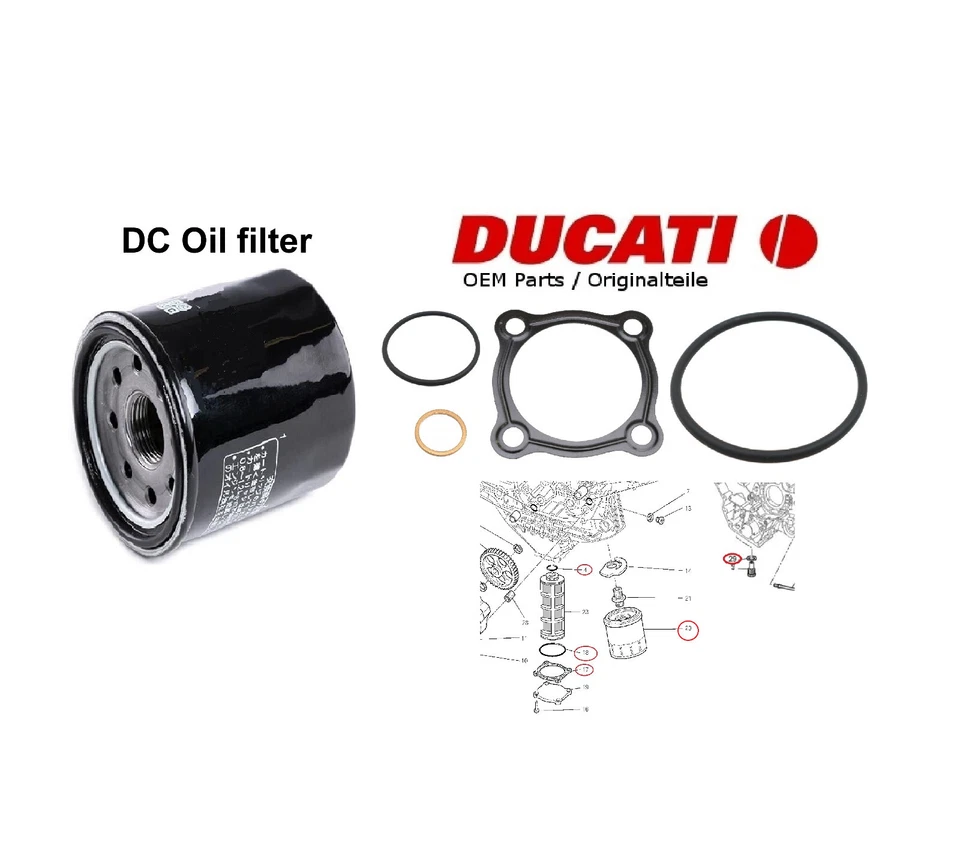 Ducati 749 998 996R 999 S R anillos obturadores filtro de aceite filtro de aceite desagüe de aceite desagüe kit de servicio Foto 1 de 1