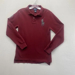 Polo Ralph Lauren Shirt Boys Sz Large 14-16 Red  Gray Big Pony Rugby Long Sleeve - Picture 1 of 8