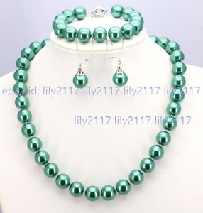 8/10mm South Sea Shell Pearl Round Beads Necklace Bracelet Earrings Set 18''