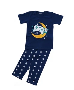 Funkrafts Unisex Kids Star Print Pure Cotton Blue Night Suit/Pajama Set - Picture 1 of 9
