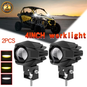 Pair 3inch Round LED Work Light Bar Amber White Pods For Polaris Can-am UTV ATV - Foto 1 di 17