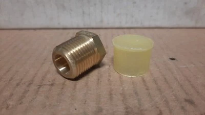 HOLLOW BRASS PLUG (1/2” NPTF, 7/8” OVER HEX, .970” LG.)  X111E - Image 1 of 4
