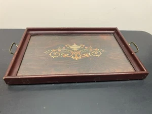 Antique Neoclassical Mahogany Tray With Glass Top 16.5x11” - Picture 1 of 6