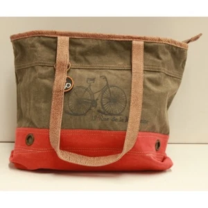 Canvas and Leather Unisex Tange Bike Tote Bag - Picture 1 of 3