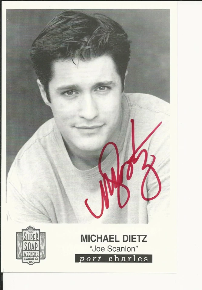 Michael Dietz  Autograph Reprint Photo 9x6 Port Charles 1997  - Image 1 of 1