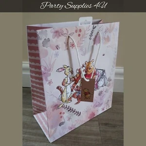 Winnie The Pooh Large Gift Bag & Tag/Birthday/Party/Present/Baby/Christening32cm - Picture 1 of 5