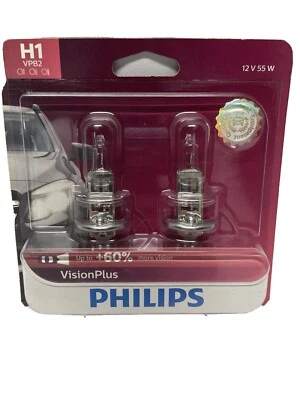 Philips Genuine H1 12258VPB2 Upgrade VisionPlus Halogen Light Bulb, +60% Light - Image 1 of 4