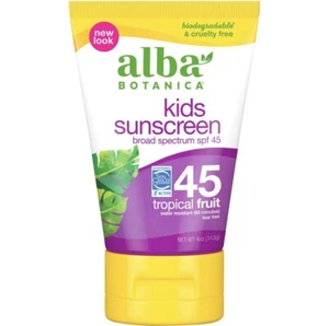 Alba Botanica Kinder Sonnencreme LSF 45 Spektrum Lotion tropischer Fruchtduft 4 Unzen - Bild 1 von 3