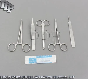 JUEGO DE KIT DE ELIMINACIÓN DE SUTURA CLÁSICA DE 5 PIEZAS (MANGO DE BISTURÍ #3+ 5 HOJAS #10) - Imagen 1 de 3