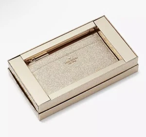 Kate Spade New York Glimmer Boxed Large Slim Cardholder In Gold NWT - Picture 1 of 4