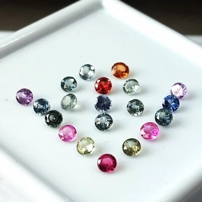 3X3 MM ROUND AAA+ NATURAL MULTI SAPPHIRE FACETED CALIBRATED GEMSTONE 20 PIECES - Image 1 of 4