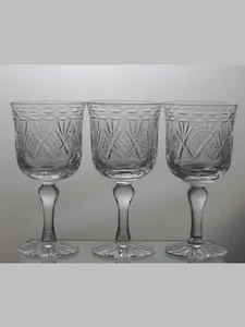Tutbury Crystal Wine Goblets Set Of 3 With Etched Golf Pattern 5 4/5" - 34C - Picture 1 of 4